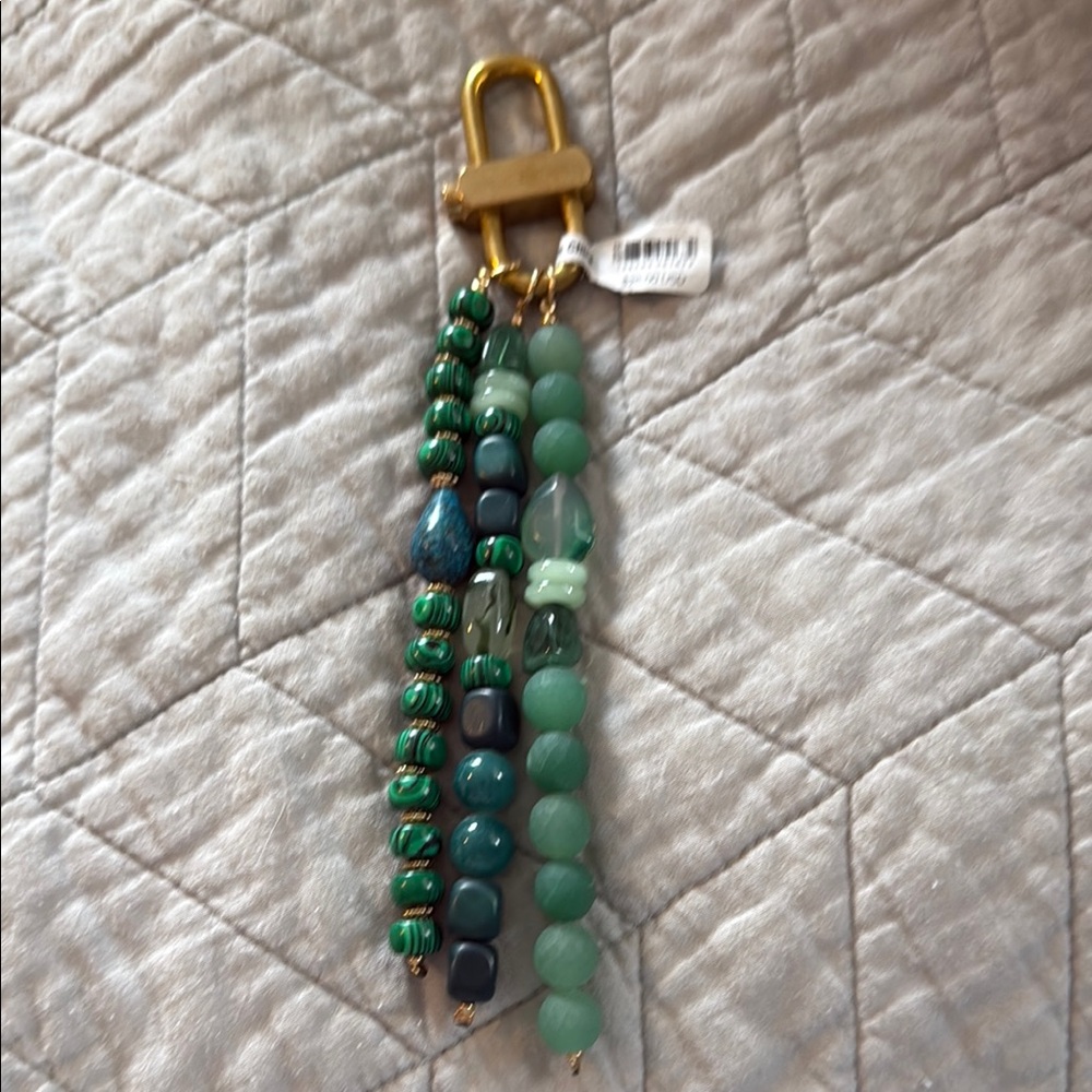FP Movement by Free People Green and Gold Beaded Key Holder